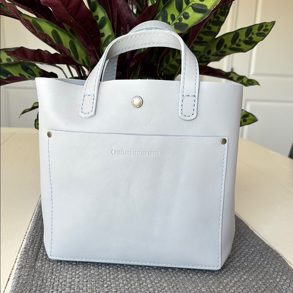 Portland Leather Goods Mini Tote Crossbody Bag in Gray